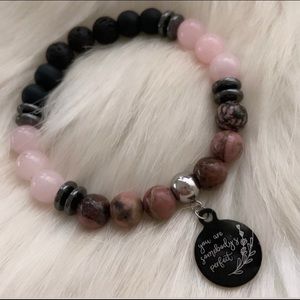 SOMEBODY’S PERFECT BRACELET with  lavastone, matte onyx, rose quartz, rhodonite